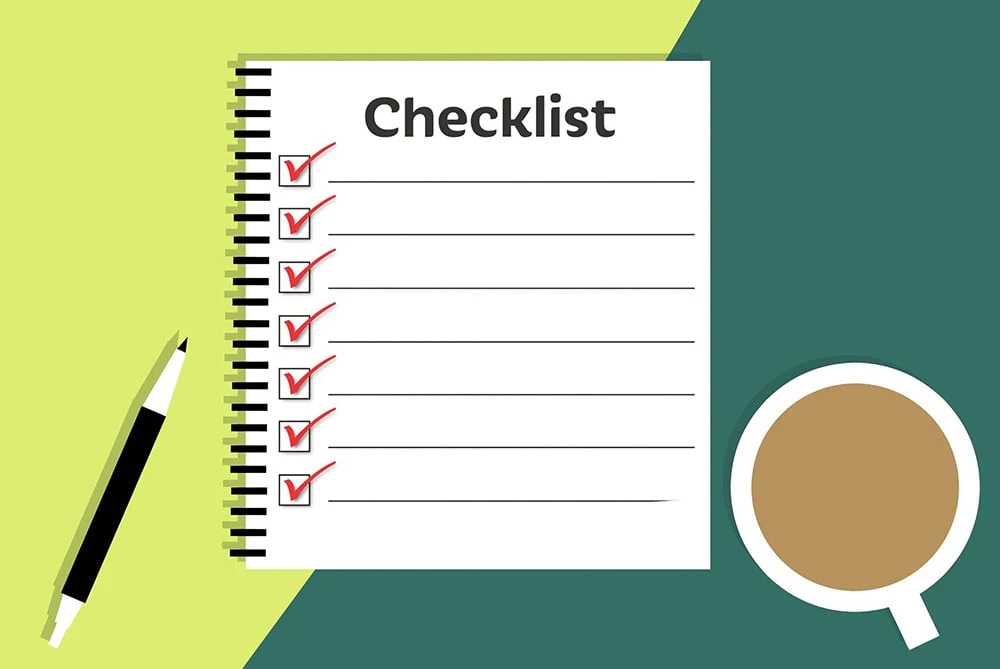 graphic showcasing a checklist with a pencil and magnifying glass