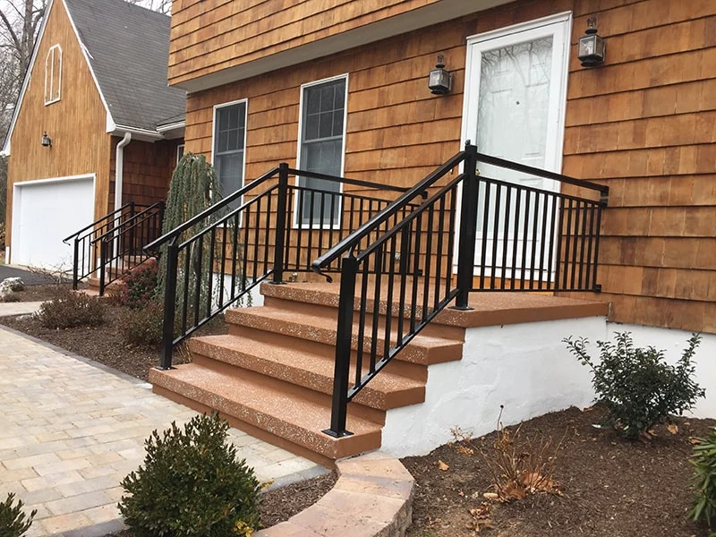 black aluminum railing installed on a home in Connecticut