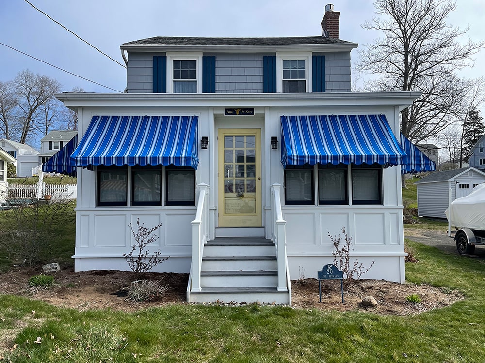 window canopy blue with white stripes