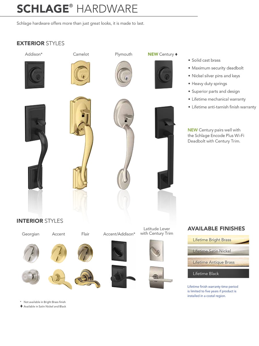 Provia SCHLAGE hardware for entry doors