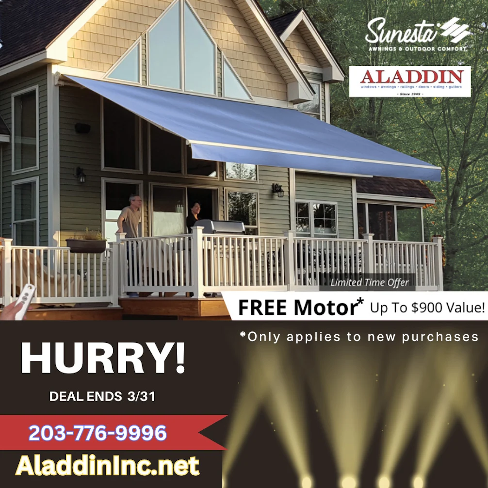 Sunesta Free Retractable Awning promo graphic