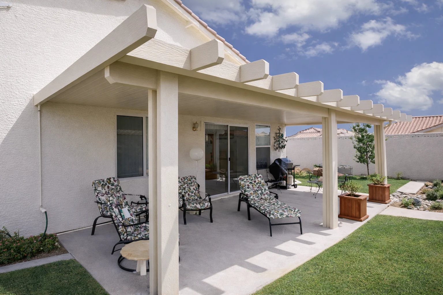 Patio cover installed by Aladdin Inc in Connecticut