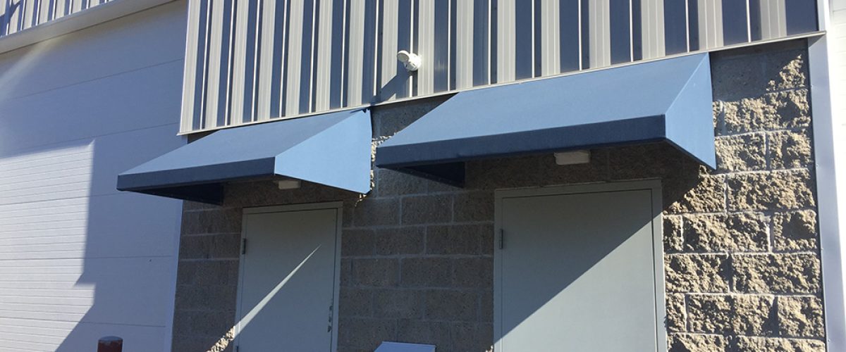 commercial shed style door canopy