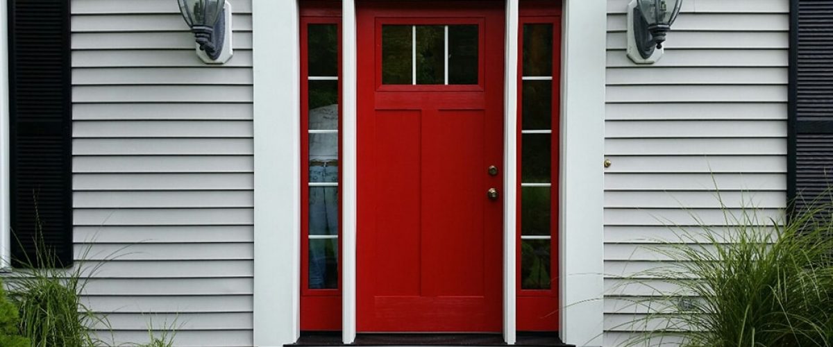 red entry door installation