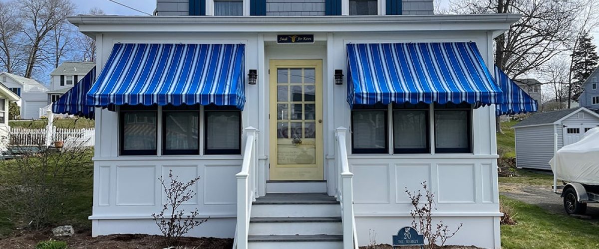 window canopy blue with white stripes