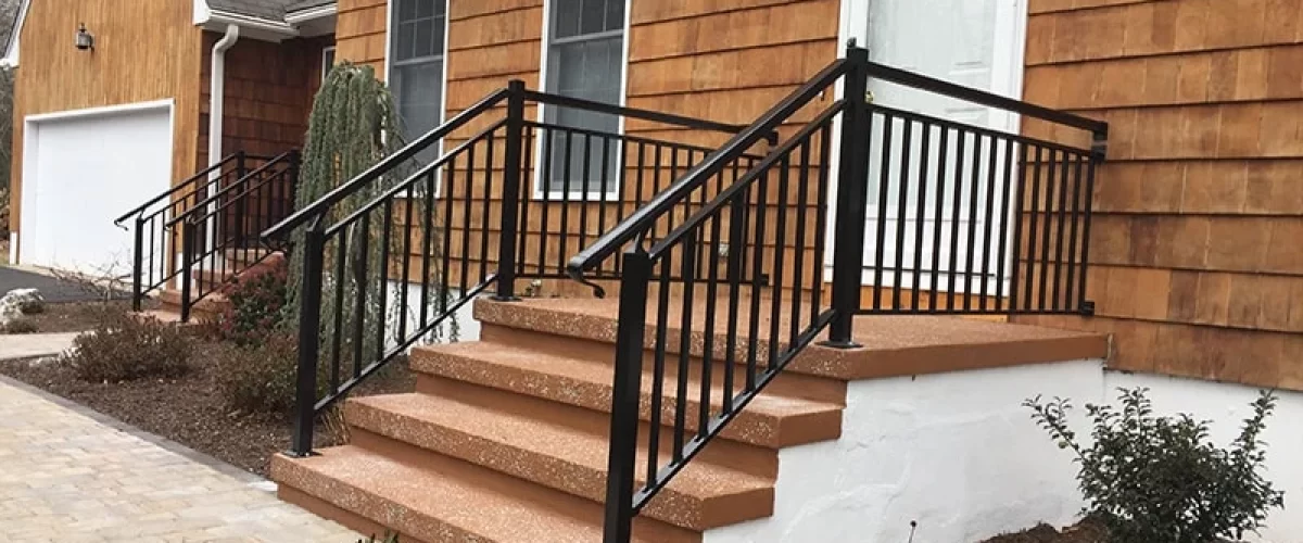 black aluminum railing installed on a home in Connecticut